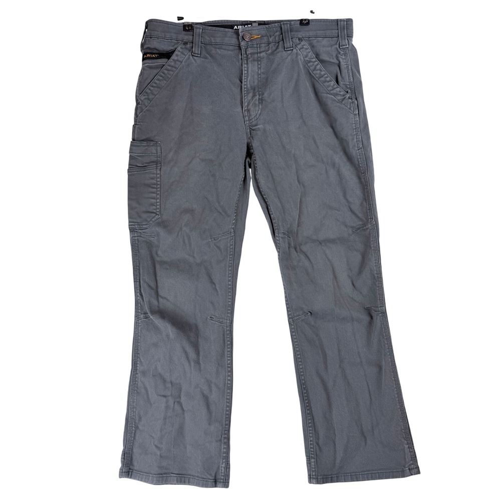 Ariat Rebar M4 Work Pants Mens 34x30 Grey Relaxed Boot Twill Dungaree Workwear